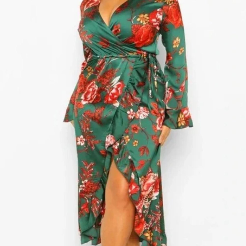 Boohoo Floral Wrap Dress